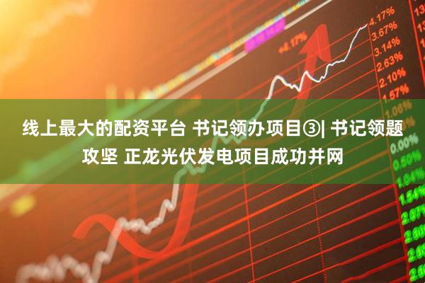 线上最大的配资平台 书记领办项目③| 书记领题攻坚 正龙光伏发电项目成功并网