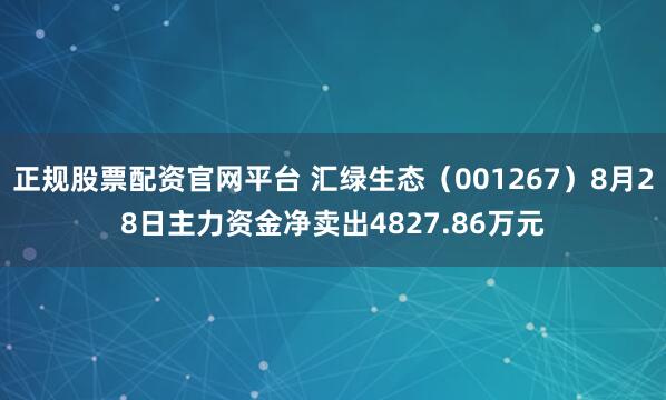 正规股票配资官网平台 汇绿生态（001267）8月28日主力资金净卖出4827.86万元